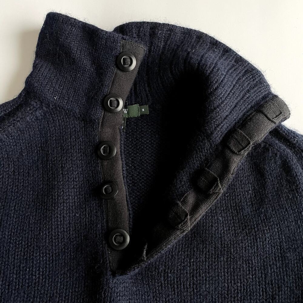 Vintage J. Crew Navy Wool Polo Sweater Size M - Picture 5 of 15
